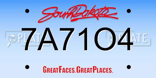 7A71O4 South Dakota License Plate