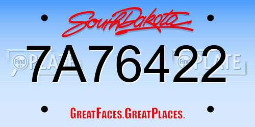 7A76422 South Dakota License Plate