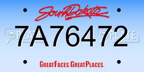 7A76472 South Dakota License Plate