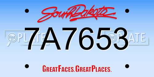 7A7653 South Dakota License Plate