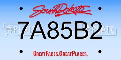 7A85B2 South Dakota License Plate