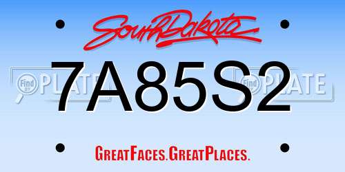 7A85S2 South Dakota License Plate