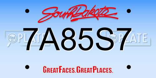 7A85S7 South Dakota License Plate