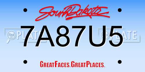 7A87U5 South Dakota License Plate