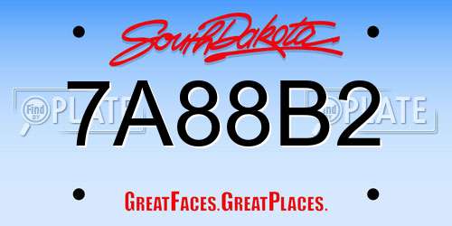 7A88B2 South Dakota License Plate