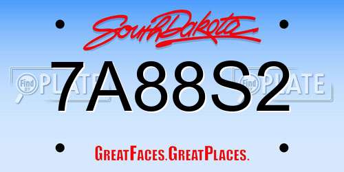 7A88S2 South Dakota License Plate