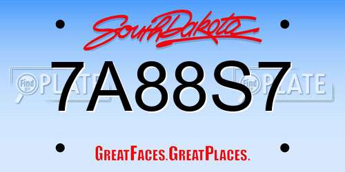 7A88S7 South Dakota License Plate