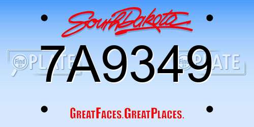 7A9349 South Dakota License Plate