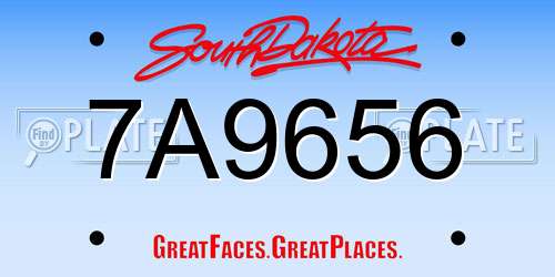 7A9656 South Dakota License Plate
