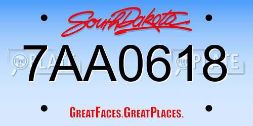 7AA0618 South Dakota License Plate