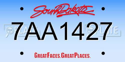 7AA1427 South Dakota License Plate