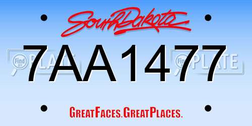 7AA1477 South Dakota License Plate