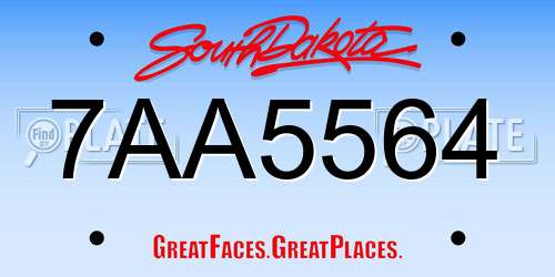 7AA5564 South Dakota License Plate