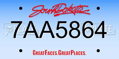 7AA5864 South Dakota License Plate