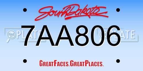 7AA806 South Dakota License Plate