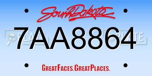 7AA8864 South Dakota License Plate