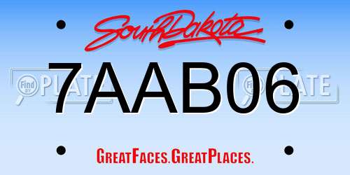 7AAB06 South Dakota License Plate
