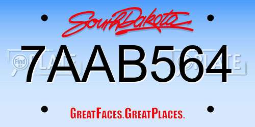 7AAB564 South Dakota License Plate