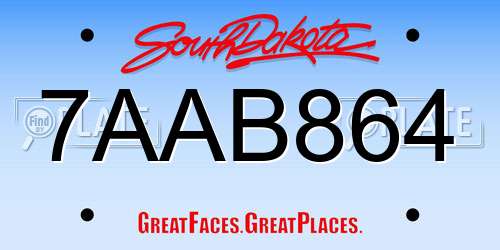 7AAB864 South Dakota License Plate