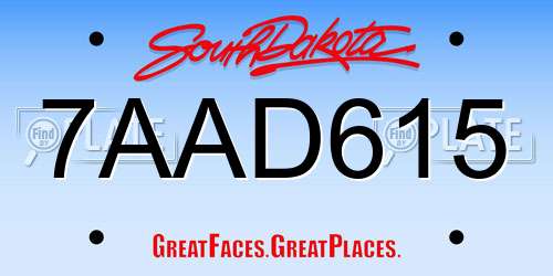 7AAD615 South Dakota License Plate