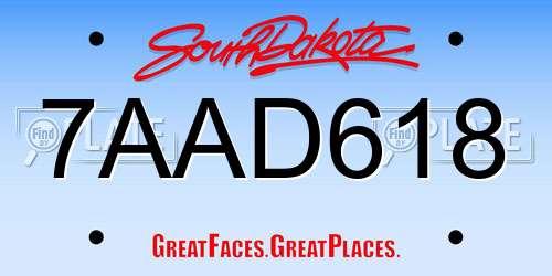 7AAD618 South Dakota License Plate