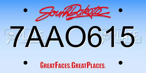 7AAO615 South Dakota License Plate