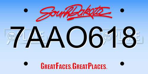7AAO618 South Dakota License Plate