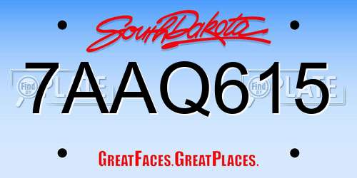 7AAQ615 South Dakota License Plate