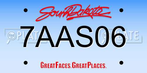 7AAS06 South Dakota License Plate