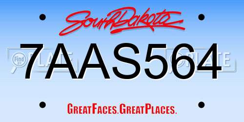 7AAS564 South Dakota License Plate
