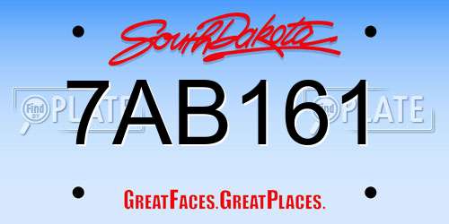 7AB161 South Dakota License Plate