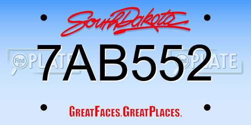7AB552 South Dakota License Plate