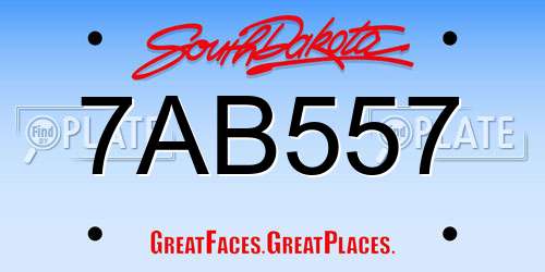 7AB557 South Dakota License Plate