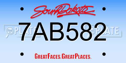 7AB582 South Dakota License Plate