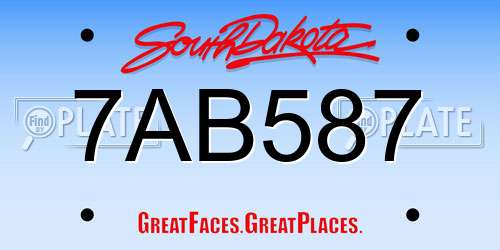 7AB587 South Dakota License Plate
