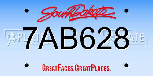7AB628 South Dakota License Plate