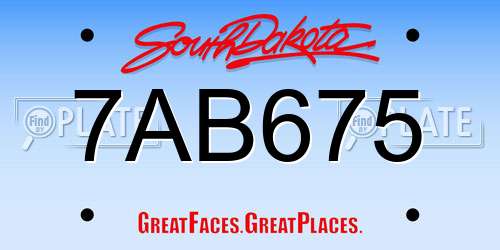 7AB675 South Dakota License Plate