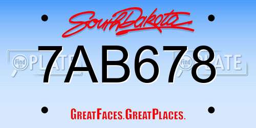 7AB678 South Dakota License Plate