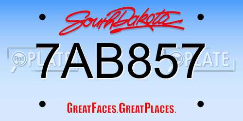 7AB857 South Dakota License Plate
