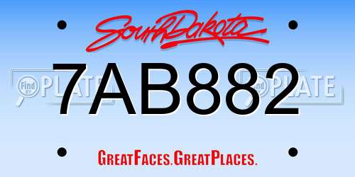 7AB882 South Dakota License Plate