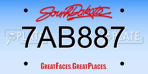 7AB887 South Dakota License Plate