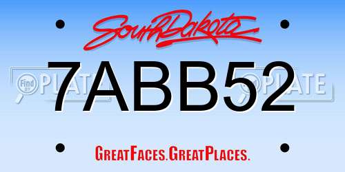 7ABB52 South Dakota License Plate