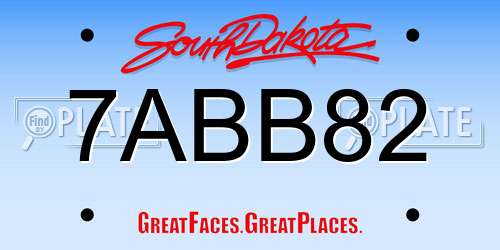 7ABB82 South Dakota License Plate