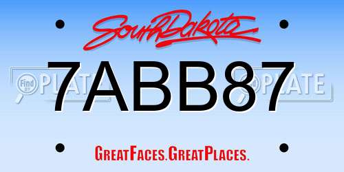 7ABB87 South Dakota License Plate