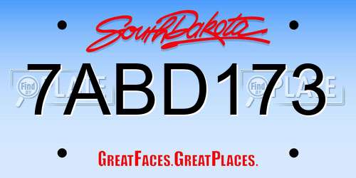 7ABD173 South Dakota License Plate