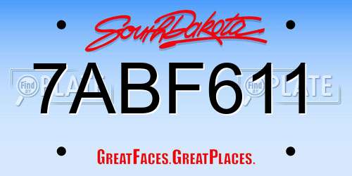 7ABF611 South Dakota License Plate