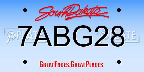 7ABG28 South Dakota License Plate