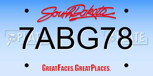 7ABG78 South Dakota License Plate