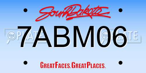 7ABM06 South Dakota License Plate