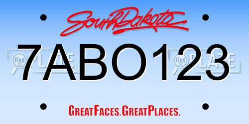 7ABO123 South Dakota License Plate